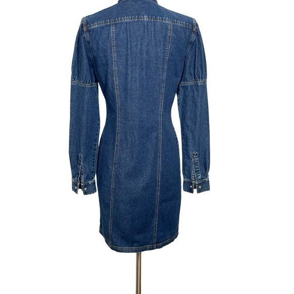 Vintage Ralph Ralph Lauren Blue Label Denim Dress Puff Shoulders Front Snaps 4 - Picture 4 of 16